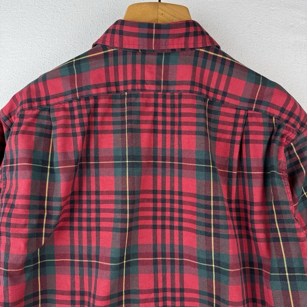 90's Vtg Polo Ralph Lauren Tartan Plaid Wool‎ Blend Flannel Shirt Men's M Red - Picture 8 of 14